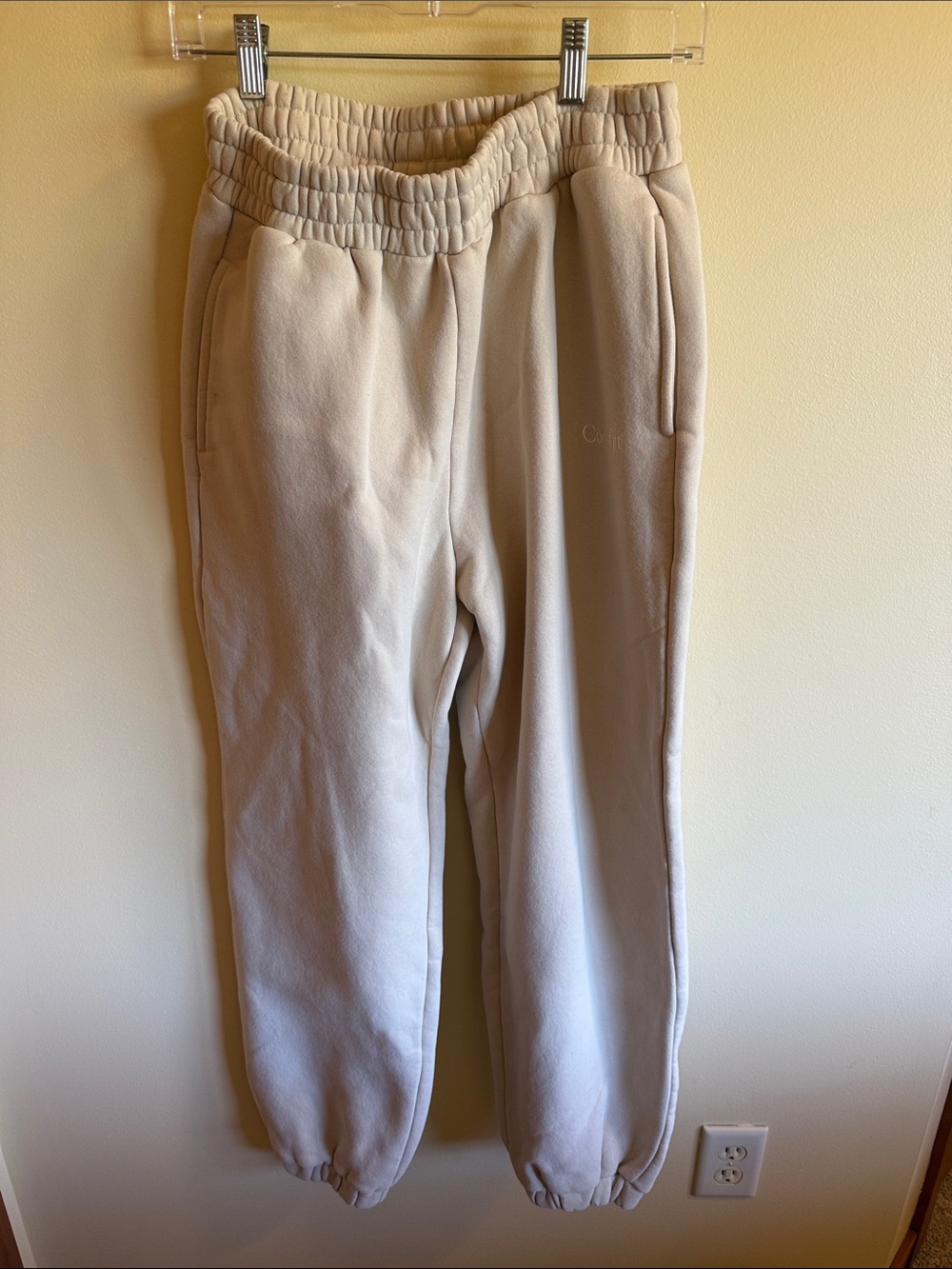 Cozy Cream Fleece Jogger Pants for Women